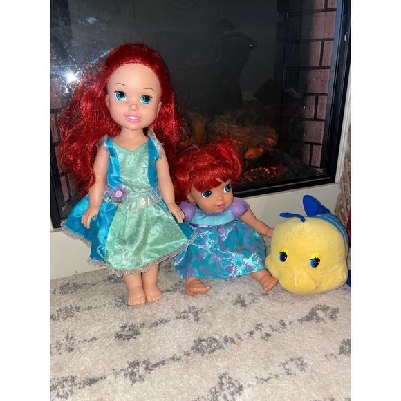 Disney Toys Little Mermaid Ariel Dolls Flounder Plush Bundle Poshmark